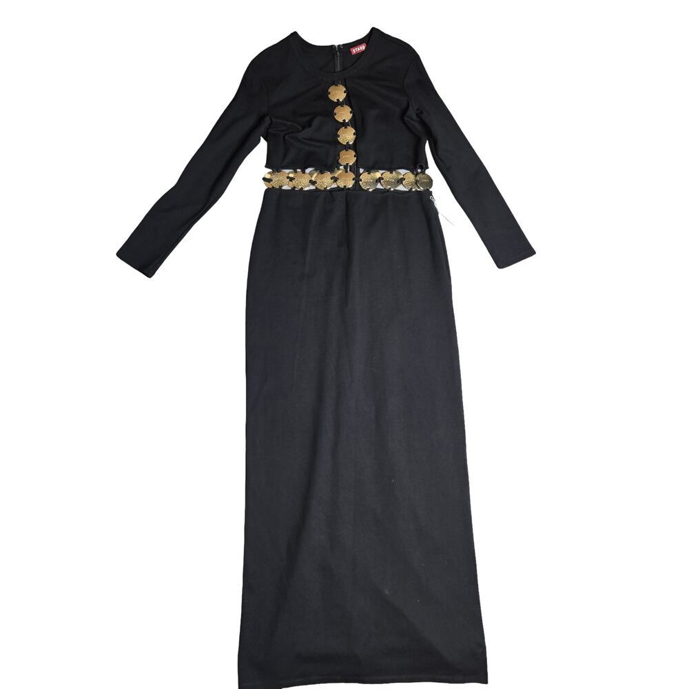 Staud Delphine Black Embellished Cutout Maxi Dress Size: 10 New - Picture 2 of 7